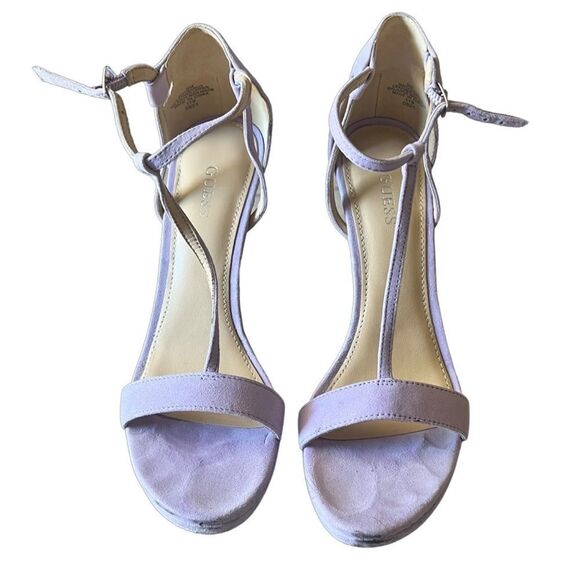 Size 8 GUESS lavender suede Tecru T-Strap Stilettos high Heels low Platform - Picture 7 of 8